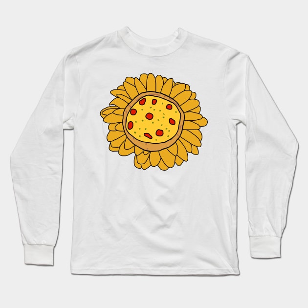 Pizza Daisy Flower Long Sleeve T-Shirt by ellenhenryart